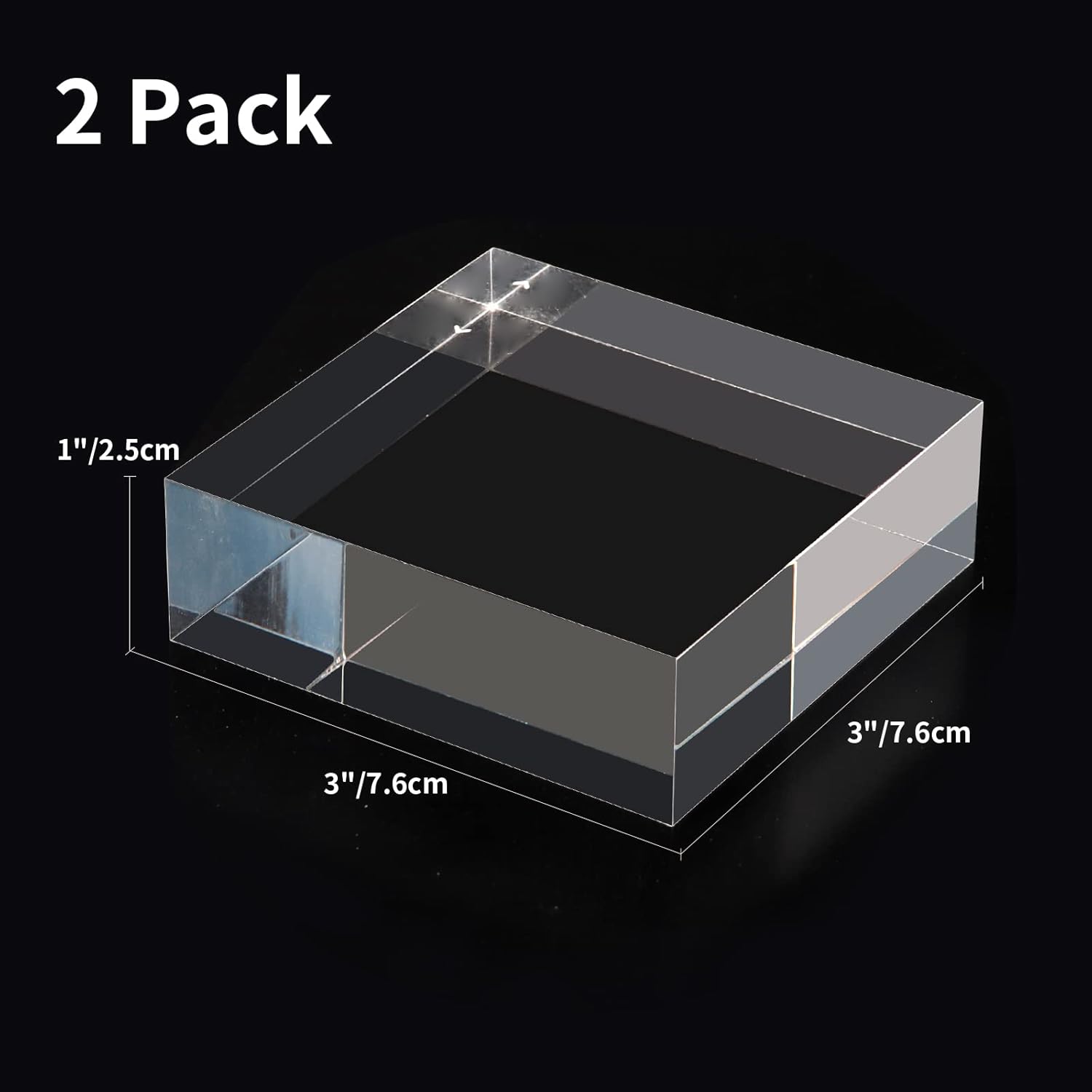 Hewomate Acrylic Display Block 2 Pieces 3x3x1 Inch Floating Pedestal Base