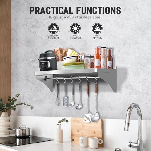 VENFAN 12x36 Stainless Steel Wall Shelf