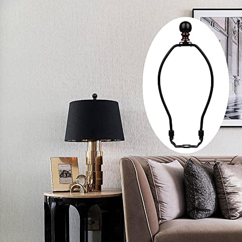 Helunsi 8 Inch Lamp Harp Set with Black Shades