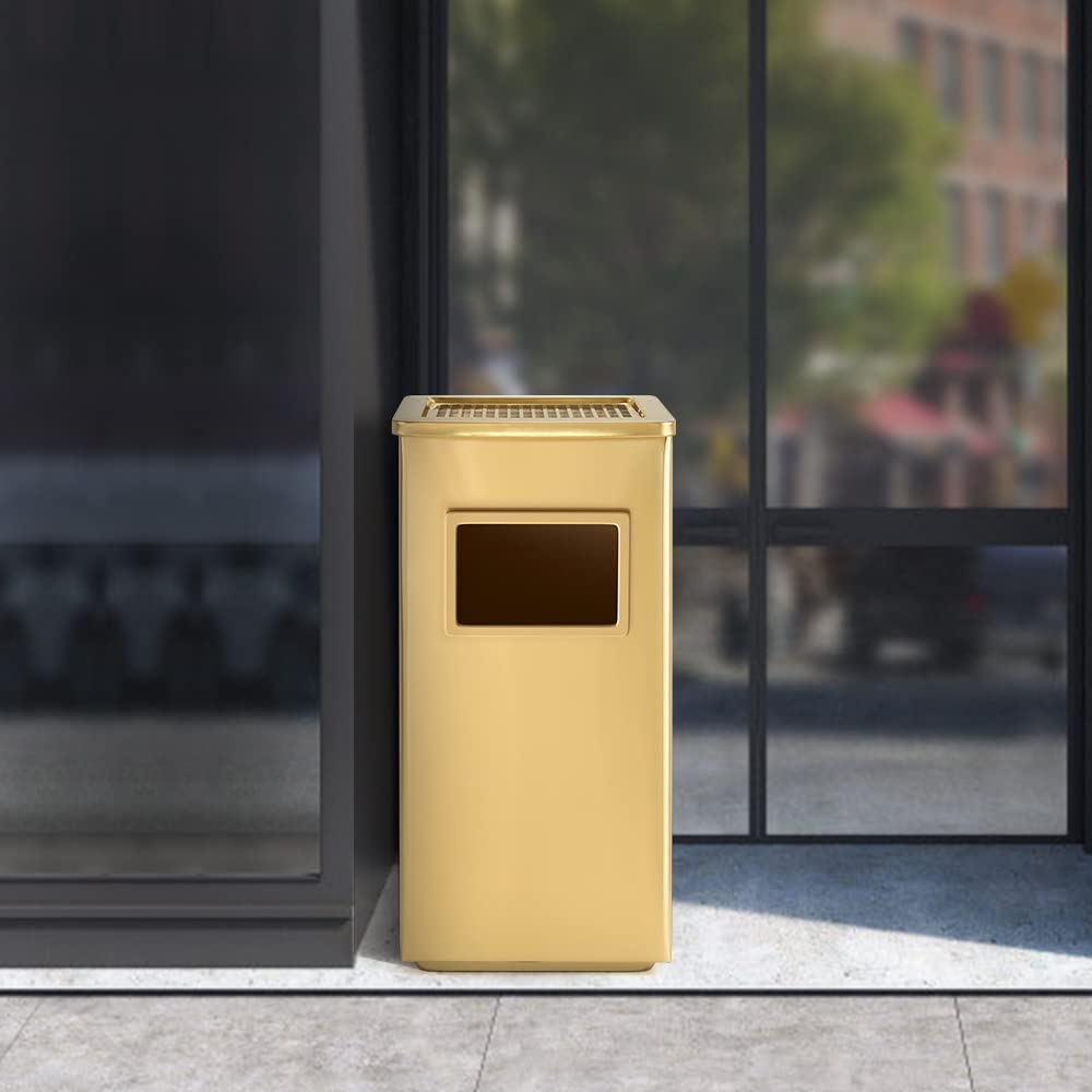 BEAMNOVA Trash Can Black Stainless Steel Durable Indoor Outdoor