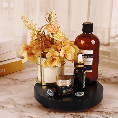 Two Round Wooden Display Stands for Home and Kitchen