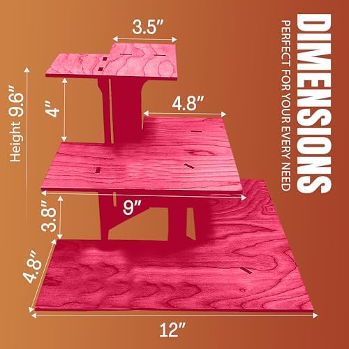 3-Tier Corner Retail Table Display Stand with Shelves Pink