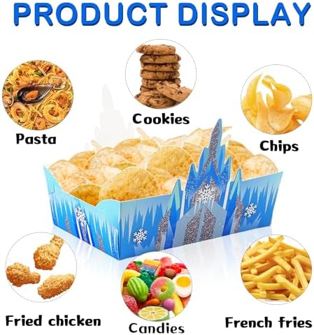 24Pcs Snowflake Paper Food Trays for Winter Wonderland Parties