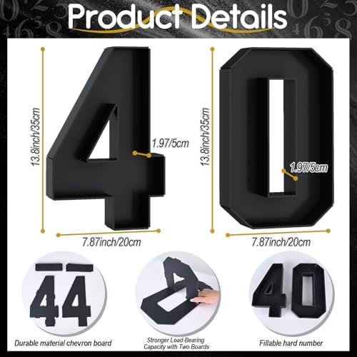 40 Fillable Cardboard Numbers for Birthday Party Decor