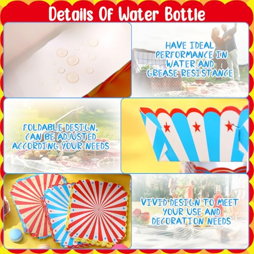 Honeydak 60 Pcs Carnival Food Trays with 3 Colors