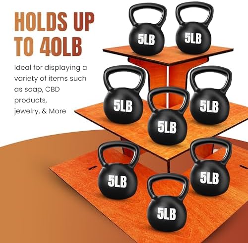 3-Tier Corner Retail Display Stand with Shelves Orange