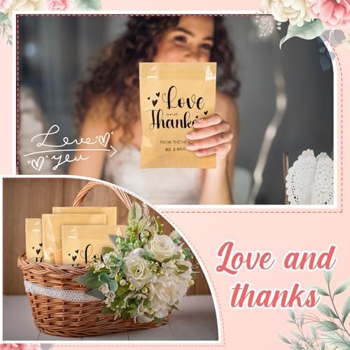 100 Pcs Clear Wedding Cookie Bags with Thank You Kraft Paper
