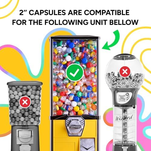 2 Inch Empty Colored Round Capsules 50 Pcs Bulk 7 Colors