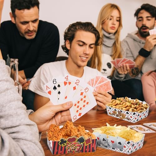 24 Pcs Casino Themed Serving Trays for Parties