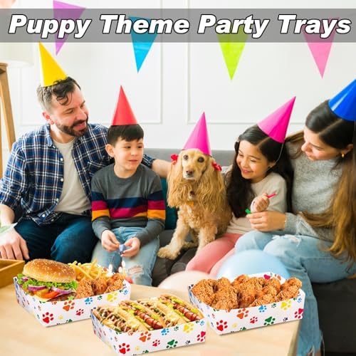 Mifoci 48 Pcs Dog Paw Party Food Trays 5 lb Large