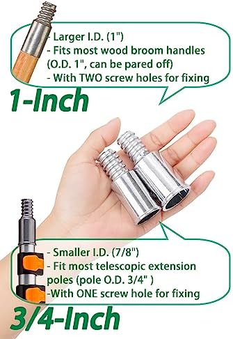 2-Pack 1 Inch Threaded Tips for Broom Handle Repair