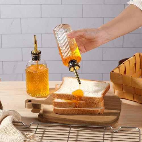 WHJY 3 Pack Small Syrup Dispenser with Pour Spout and Cleaning Tools