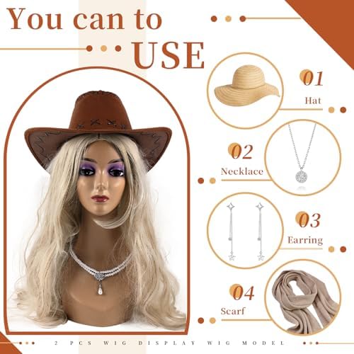 Leinuosen 4 Pcs Realistic Mannequin Head for Wigs Display Black 19 Inches