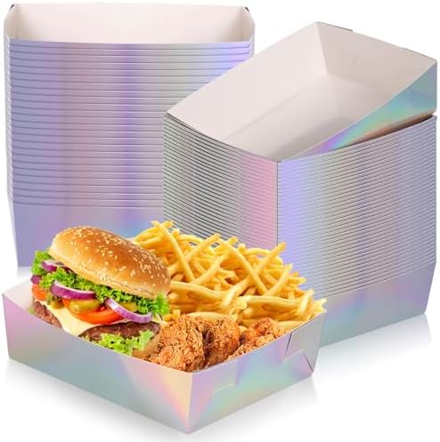 Mifoci 50 Pcs Metallic Iridescent Serving Trays