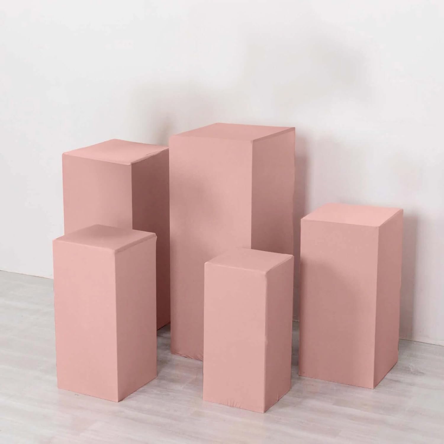 Dusty Rose Spandex Display Box Stand Covers Set of 5