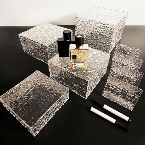 4PCS Acrylic Buffet Risers with Mini Signs Display Stand