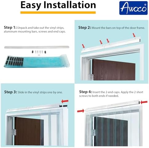 Awoco 38 x 84 Inch Vinyl Strip Curtain Kit