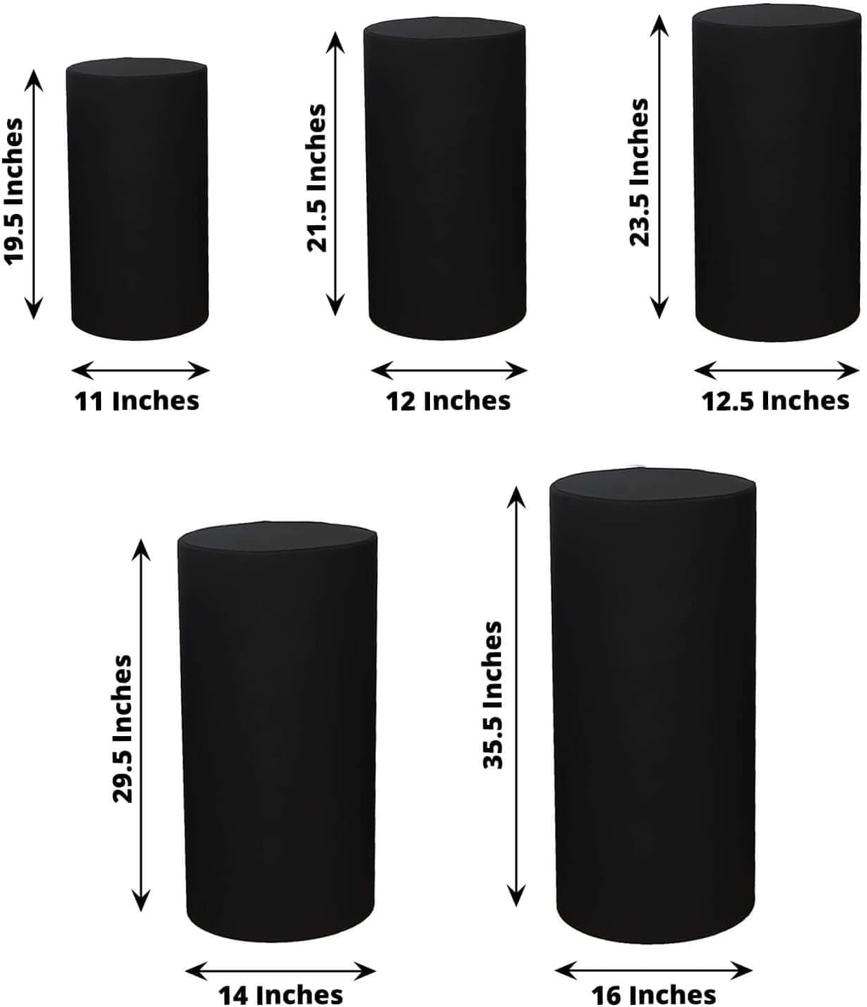 Efavormart Set Of 5 Black Spandex Cylinder Display Stands