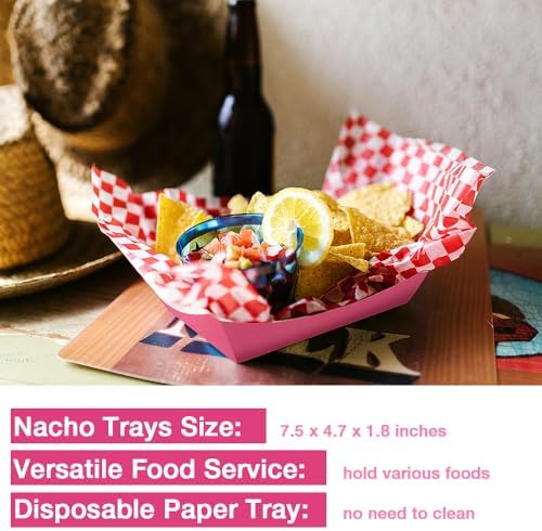 100 Pack 3LB Paper Food Trays with Pink Color