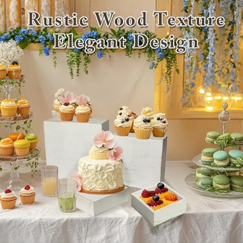 4 Pcs Wood Buffet Risers for Party Display