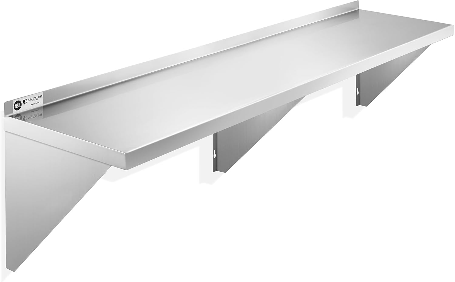 KUTLER Stainless Steel Shelf 18x72 NSF Commercial Wall Mount