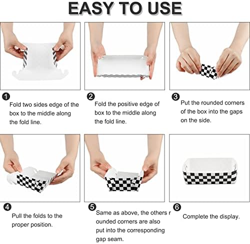 100 Pack Checkered Food Trays for Race Car Birthday Parties