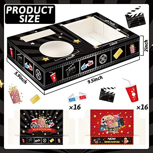 OBUSATT 32Pcs Movie Night Snack Trays with Popcorn Holder