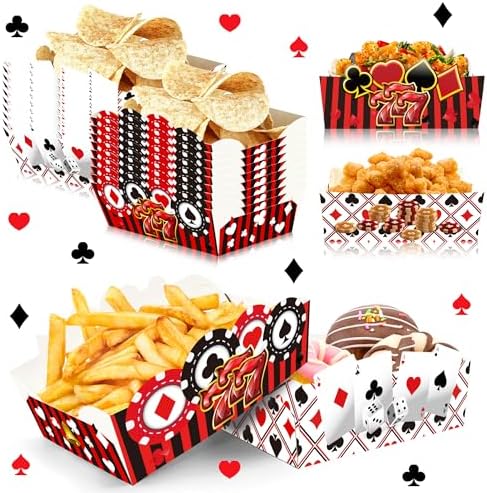 24 Pcs Casino Themed Serving Trays for Parties