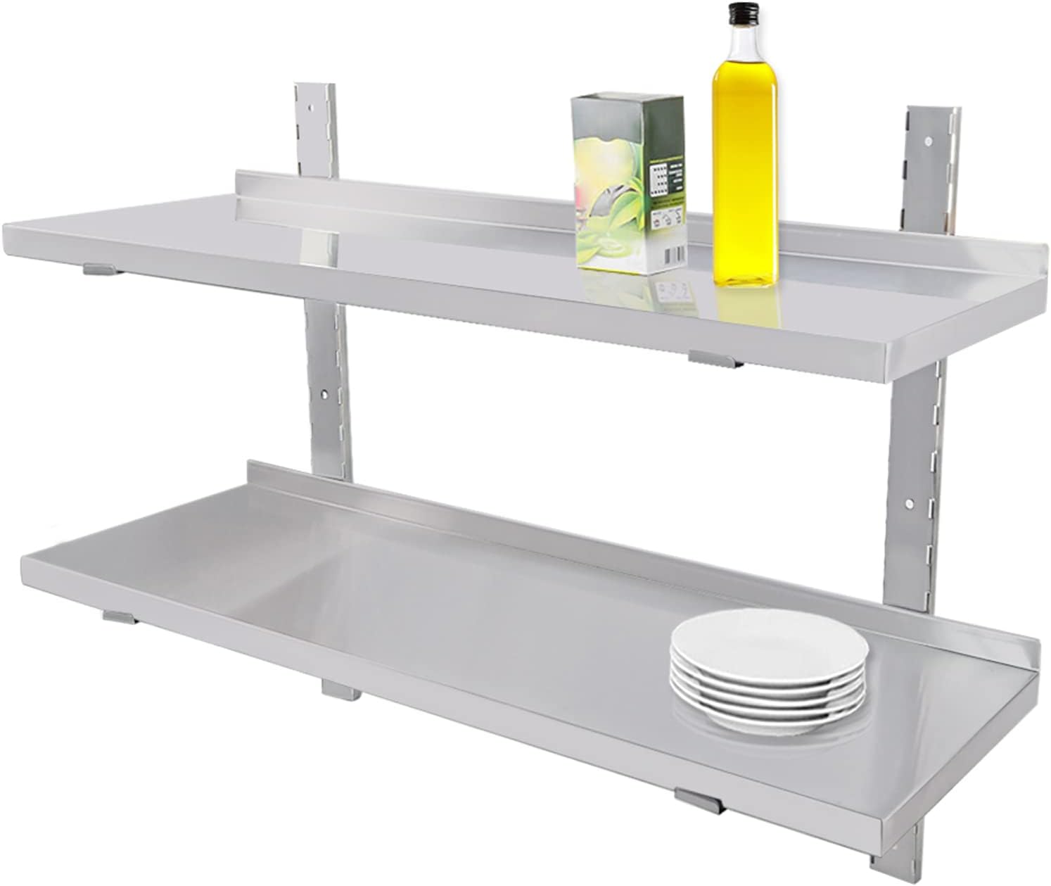 DULNICE Stainless Steel Shelf 394 x 126 Commercial Floating Wall Shelf with Brackets 154lbs Capacity