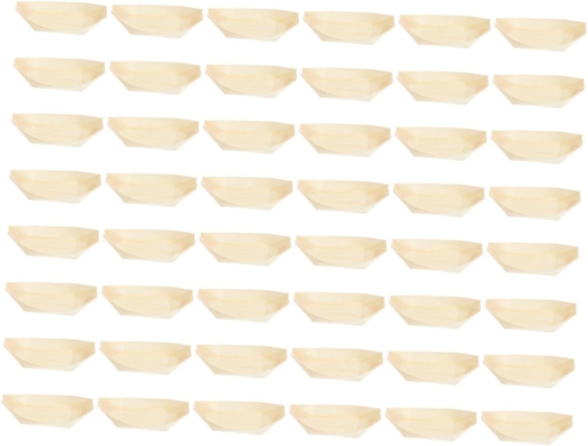 150pcs Disposable Wooden Sushi Boat Serving Tray