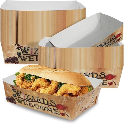 Zoyeven 50-Pack Wizard Themed Paper Food Trays Halloween Party Supplies