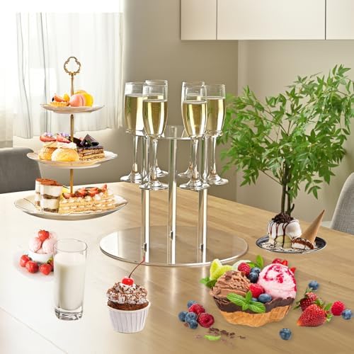 Laumffon Champagne Tower with 12 Slots 2 Tiers Display Stand