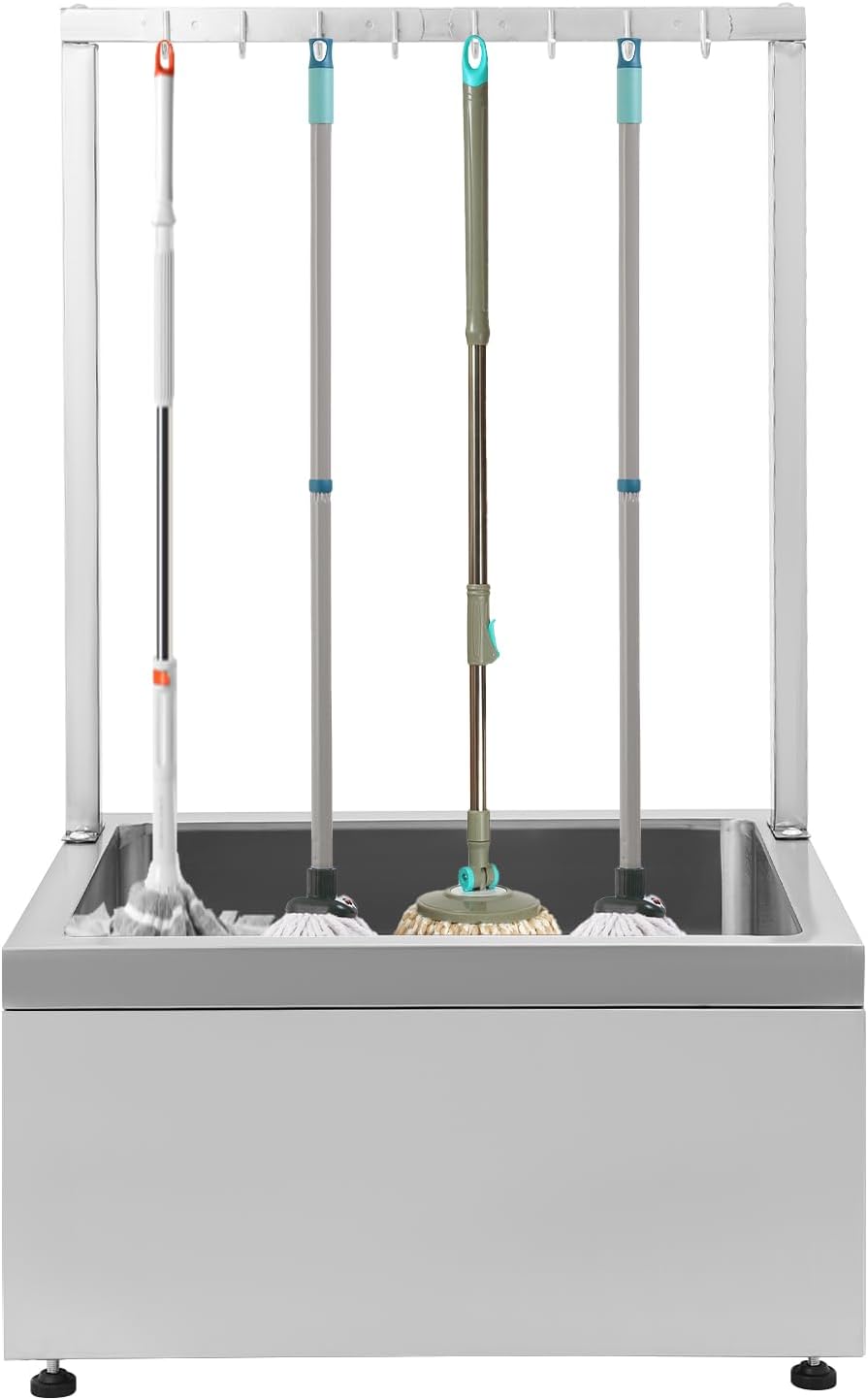 LOYALHEARTDY Stainless Steel Floor Mop Sink with Tool Rack