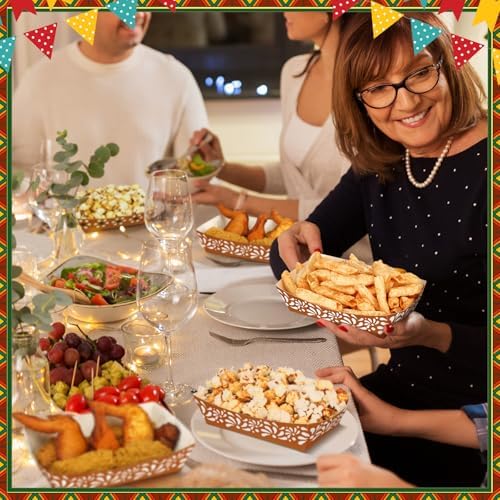 Zhehao 100 Pcs Mexican Nacho Snack Trays for Cinco de Mayo Parties