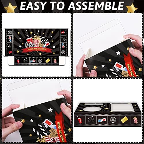 OBUSATT 32Pcs Movie Night Snack Trays with Popcorn Holder