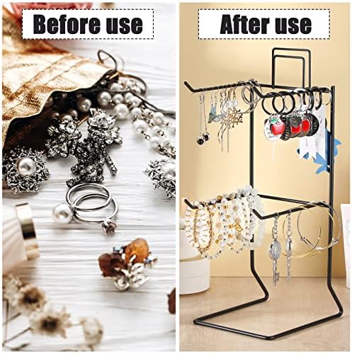 Coume 2 Pcs Metal Jewelry Display Stand for Necklaces Earrings
