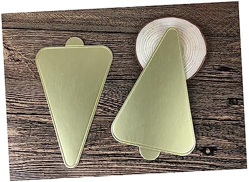 100pcs Triangle Cake Serving Base Mats Golden Cardboard Disposable Mousse Tray for Cakes and Events