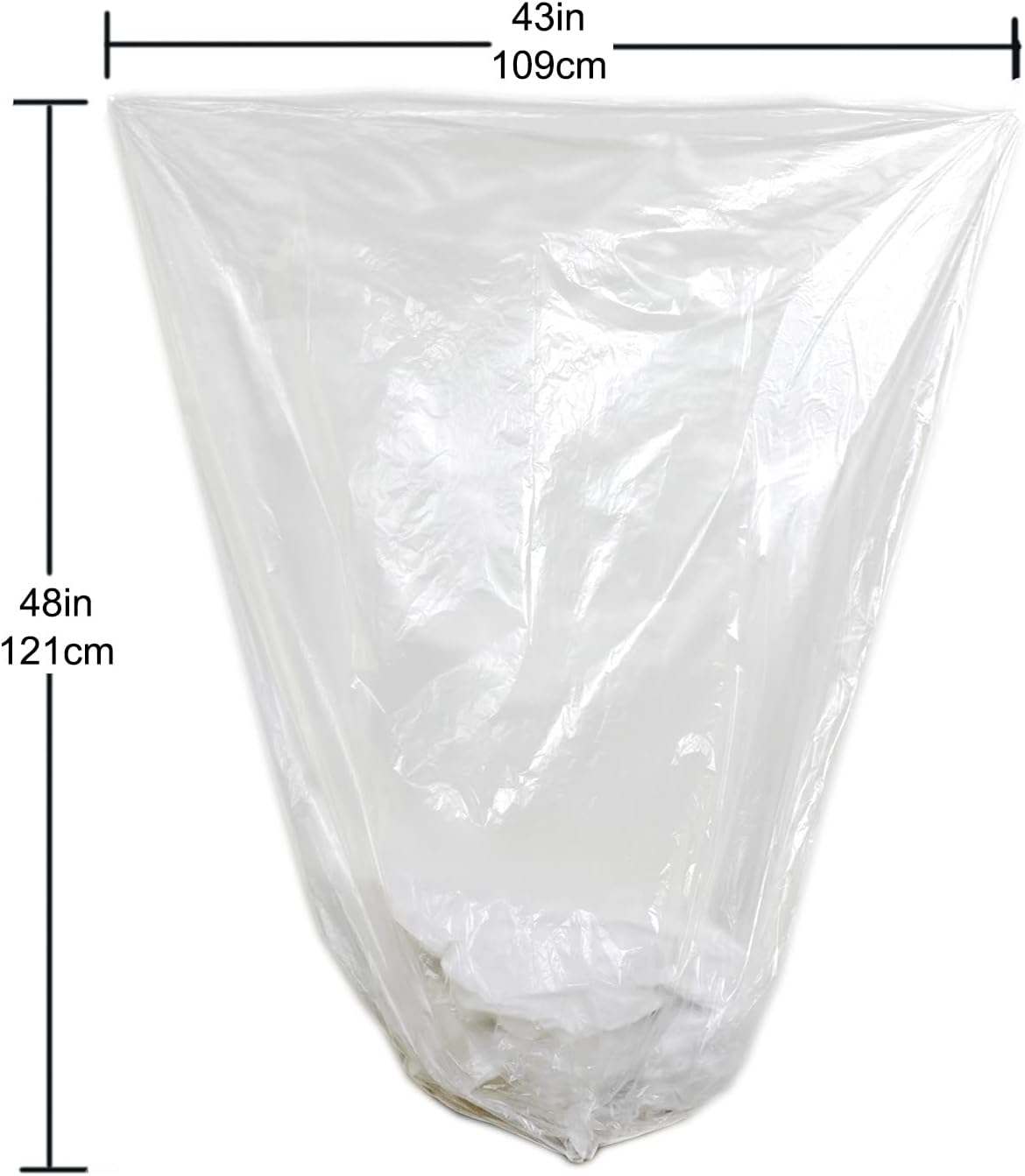 TYPLASTICS 45-48 Gallon Clear Trash Can Liners 200 Pack