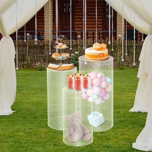 3PCS Clear Cylinder Display Stands for Parties