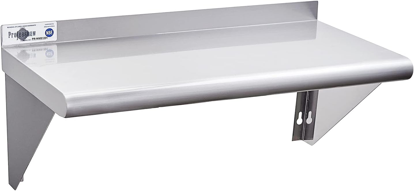 Profeeshaw NSF Stainless Steel Shelf 12x24 Inch Commercial Wall Mounted Storage Rack