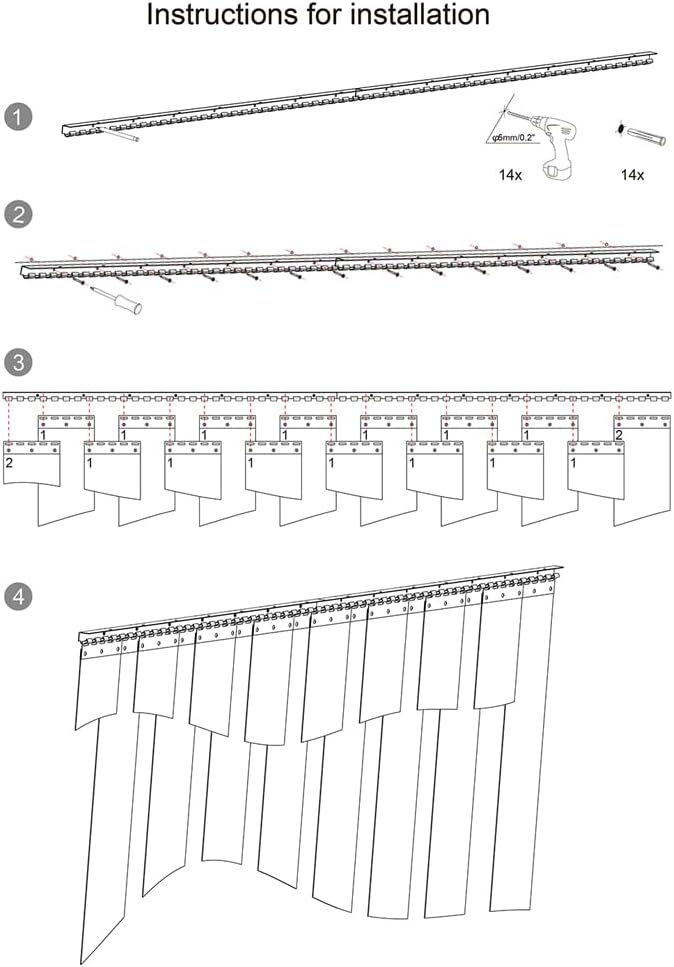 VIZ-PRO 16PCS PVC Door Curtain Strip for Entry Doors