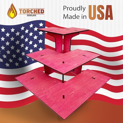 3-Tier Corner Retail Table Display Stand with Shelves Pink