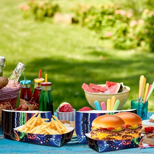 KERINGO Neon Food Trays 50 Pack 3Lb Glow in Dark Plates