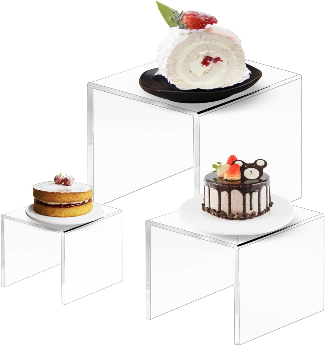 2 Sets Acrylic Display Risers With 3 Sizes