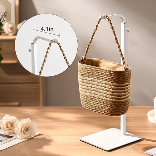 2 Pcs Purse Holder Handbag Display Stand Adjustable Hook Stand for Tabletop Closet Desk Retail Use White