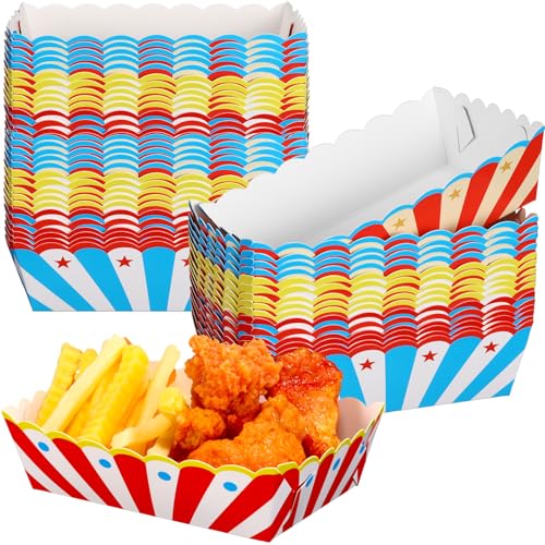 Honeydak 60 Pcs Carnival Food Trays with 3 Colors