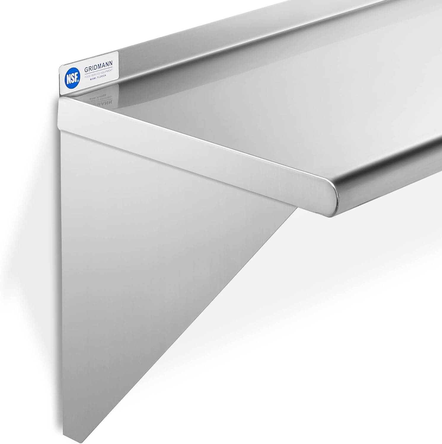 GRIDMANN 12x24 Inch Stainless Steel Wall Shelf with Backsplash