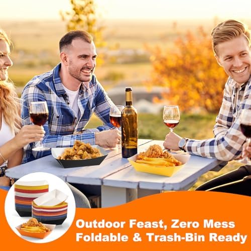 2lb Paper Food Trays 105pcs Multicolor Serving Trays for Fries and Snacks