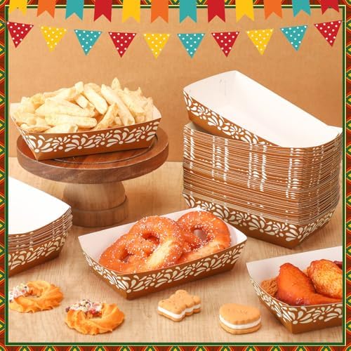 Zhehao 100 Pcs Mexican Nacho Snack Trays for Cinco de Mayo Parties