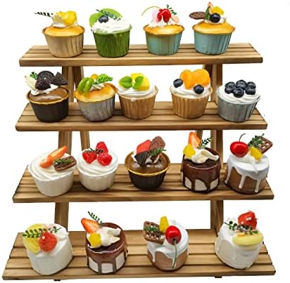 SOYOKAZE 4-Tier Rustic Wood Display Stand